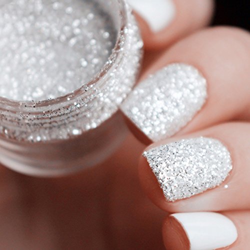 NICOLE DIARY 6 Boxes Nail Glitter Sequins Flakes White Sliver Tips Hexagon Mixed Sizes Nail Art Decoration
