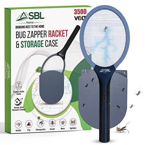 SBL Home Elektrischer Fliegenklatsche Schläger, Elektrische Mückenklatsche, Bug Zapper Schläger, Elektrischer Fliegenschläger mit patentierter Wandhül