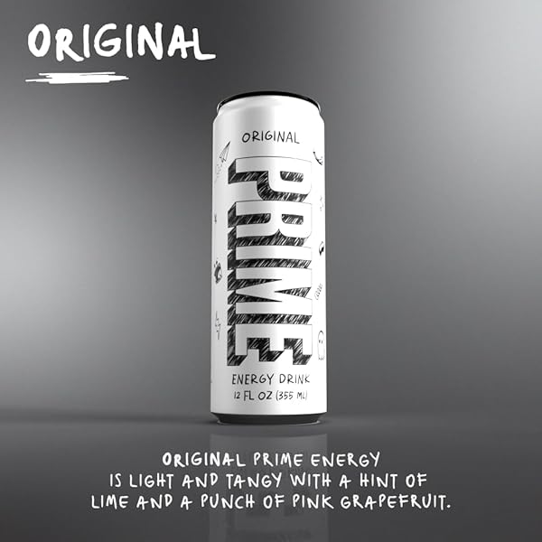 PRIME ENERGY ORIGINAL, ZERO SUGAR ENERGY DRINK, PREWORKOUT ENERGY, 200MG CAFFEINE WITH 355MG OF ELECTROLYTES AND COCONUT WATER FOR HYDRATION| VEGAN, GLUTEN FREE, 12 FLUID OUNCE |24 PACK
