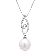925 Sterling Silver Freshwater Cultured Pearl Pendant Necklace for Women, 9-10 MM