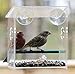 Kanaryware Window Bird Feeder - Built to Last A Lifetime - Decorate Your House with Beautiful Wild Birds - 100% Clear Acrylic - Drain Holes - Hooks & 2 Extra Suction Cups Included - Great Gift