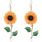 CHUNYANAN Fashion Simplicity Sunflower Dangle Drop Earrings for Women Yellow Enamel Daisy Sun Flower Personalized Earrings Jewelry Gift