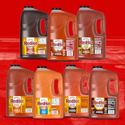 FRANKS REDHOT ORIGINAL CAYENNE PEPPER HOT SAUCE, 1 GAL – ONE GALLON BULK CONTAINER OF CAYENNE PEPPER HOT SAUCE TO ADD FLAVORFUL HEAT TO ENTREES, SIDES, SNACKS, AND MORE