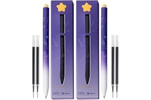 Kaco FIRST Gel Ink Pens, Pack of 2 Pieces Cute Heart Pen Set with Extra 4 Black Refills Holiday Gifts (2 Purple)