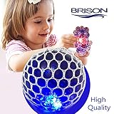 BRISON Upgraded Led Anti Stress Ball - Squishy Light up Toy 4 Boys Girls Kids Toddlers - Grape Mesh DNA Slime Ball - ADHD Fidget Stress Relief - Colorful Emoji Super Squishy Work Office Relax 4 Adults