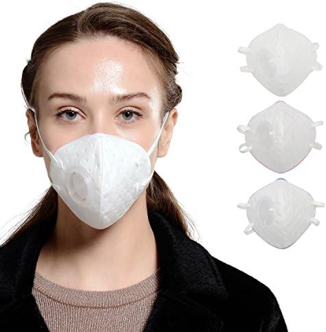 KANJEKANLE Adult Reusable Dust Breathable Washable Sport Face Masks,Electrostatic Cotton Material Respirator Valve 3 pack