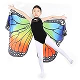 Dance Fairy Monarch Butterfly Wings Cape Dance Costume for Kids/Adult (Rainbow-Hand Wings)