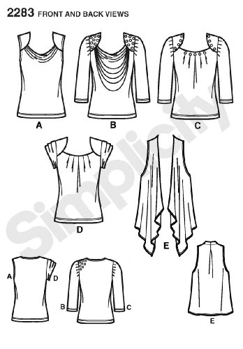 Simplicity Sewing Pattern 2283 Misses' Knit Tops and Vest, H5 (6-8-10-12-14)