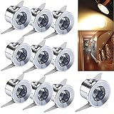 Elitlife 10 Pack LED Under Cabinet Lighting,1W 85-265V 2800-3500K Warm White LED Recessed Small Ceiling Downlight Cabinet Mini Spot Lamp With LED Driver