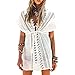 MG Collection White Crochet Zigzag Edge V Neck Swimsuit Cover Up / Beach Dress