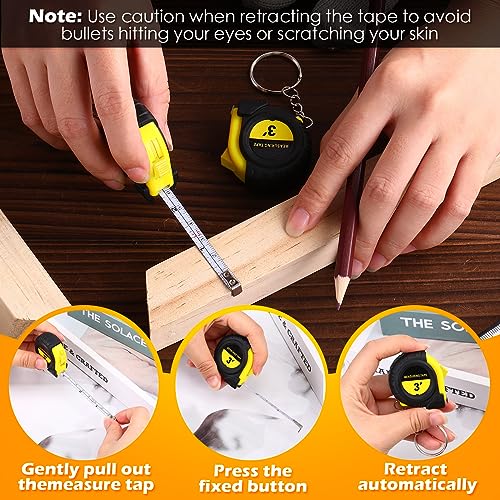 Kanayu 100-Piece Mini Tape Measure Keychains - 3 Ft / 1 Meter Retractable, Lock Function, Easy-Read, Bulk Pack For Parties & Daily Use