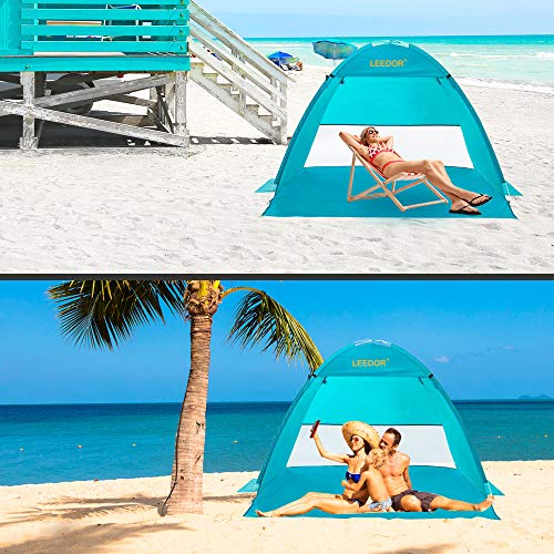 Leedor Sun Shelter Easy Setup Pop Up Beach Tent Portable Baby Canopy Quick Instant Automatic Sport Umbrella Sun Shade with 50+ UV Protection for Outdoor 3-4 Person - Thumbnail 5