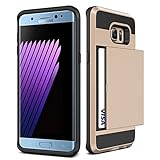 Galaxy S6 Edge Plus Case,JOBSS [Card Pocket] Shockproof Dual Protective Shell Rubber Bumper with Card Holder Slot Wallet Case Cover Shell For Samsung Galaxy S6 Edge Plus G928 G9287[Gold]
