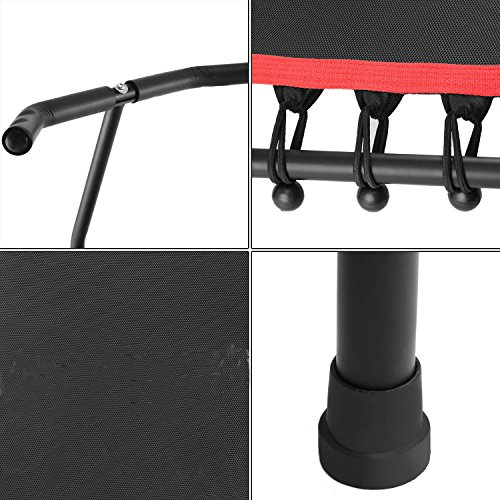 Fashine Fitness Trampoline Bungee-Rope-System with Adjustable Handlebar, Portable Foldable Durable Safe Trampoline(US STOCK) (Red)