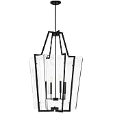 Savoy House 3-9950-4-89 Farell Traditional Clear Beveled Glass Pendant, 4-Light 240 Total Watts, 36" H x 21" W, Matte Black