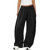 Pungdra Womens Elastic Waisted Drawstring Pants Barrel Sweatpants Wide Leg Sweat Pants for Women Casual Athletic Fall Clothes