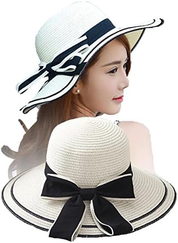 YSHARE Women's Sun Beach Straw Hat UV Protection Foldable 50+ Floppy Cap (Color-2)