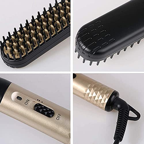 Bartglätter Bürste für Männer,Elektrische multifunktionale Bartbürste,Bürste Kamm Haar Glätter,180 ° C-200 ° C einstellbare Temperatur ,Haarpflege Verbrühschutz ,360 ° drehbares Kabel