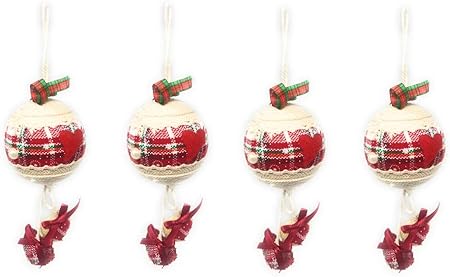Decorazioni Natalizie Da Appendere.Vetrineinrete Palle Di Natale In Tessuto Scozzese Set 4 Pezzi Palline 8 Cm Con Filo Di Juta E Pendenti A Cuore Per Albero Di Natale Da Appendere Decorazioni Natalizie 1352 Amazon It Casa