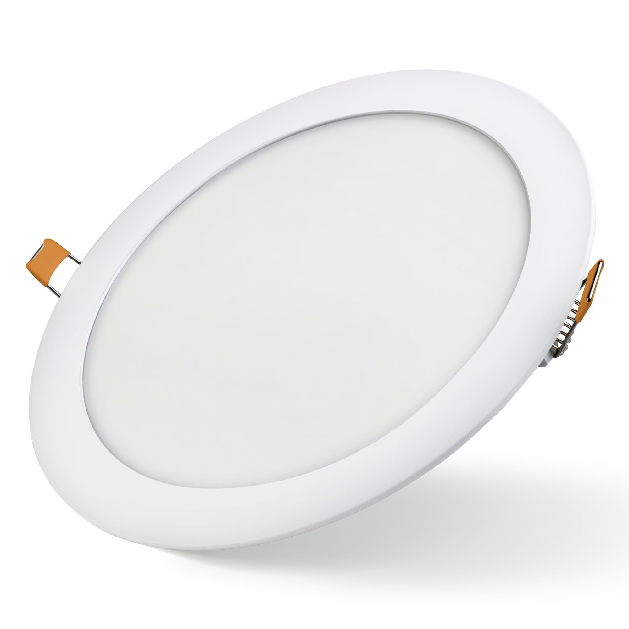 Bright Source LED Round Panel Downlight, Slimline Recessed Ceiling Spotlight, White Trim, 24W, 1920lm, 3CCT Adjustable Colour 3000K 4000K 6000K, IP20, 285mm Cutout