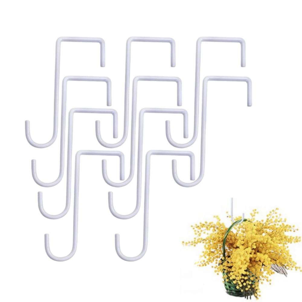 Xshelley 10 Pack Vinyl Fence Hooks, (5.5X 15cm) Patio Hangers Coated Steel Fence Hangers,for Hanging Plants, Planters, Bird Feeders, Lights, Lanterns, Tools (White)