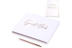 GeeRic Wedding Guest Book, Elegant Guest Book for Wedding Reception, Baby Shower Birthday Party Special Events 100 Pages with Pen Rose Gold