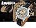 Gute Luxury Steampunk Bling Automatic Mechanical Wristwatch Golden Bezel Minimalist Stainless Steel (G-Black-Silver)
