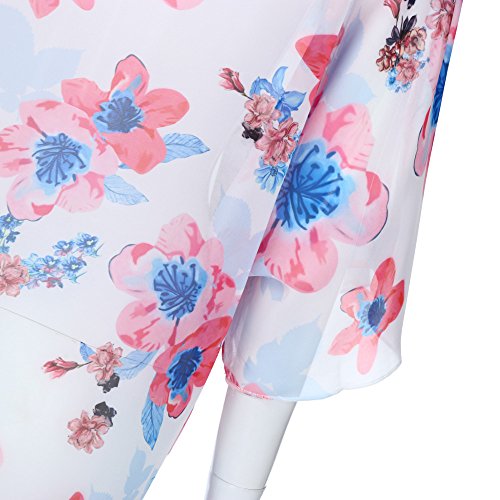 HTDBKDBK Kimono Cardigan for Women Summer Floral Cover Casual Blouse Tops Loose Kimono Cardigan Capes Pink