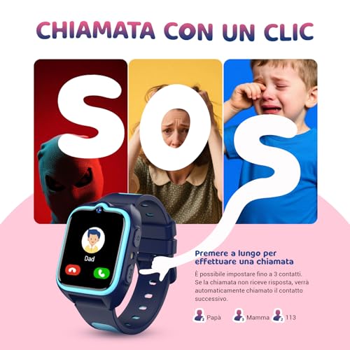 Blackview Smartwatch for Children, 1.75 Inch TFT Smartwatch 4G GPS Calls, Voice Chat, Video Call, SOS, Game, Camera, Calculator, Pedometer, Alarm, 800 mAh Battery