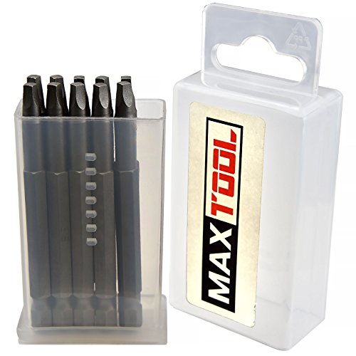 MaxTool 10PCs SQ2x3" Identical Screwdriver Power Bit Set; Square Head #2; 3" OAL; 1/4" Hex; 6150 Alloy Steel; SQ2x3P10-6150