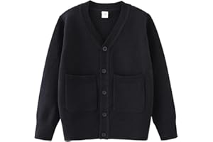 HAHANICE Boys V-Neck Cardigan Sweater with Pockets Classic Uniform Clothes for Kids