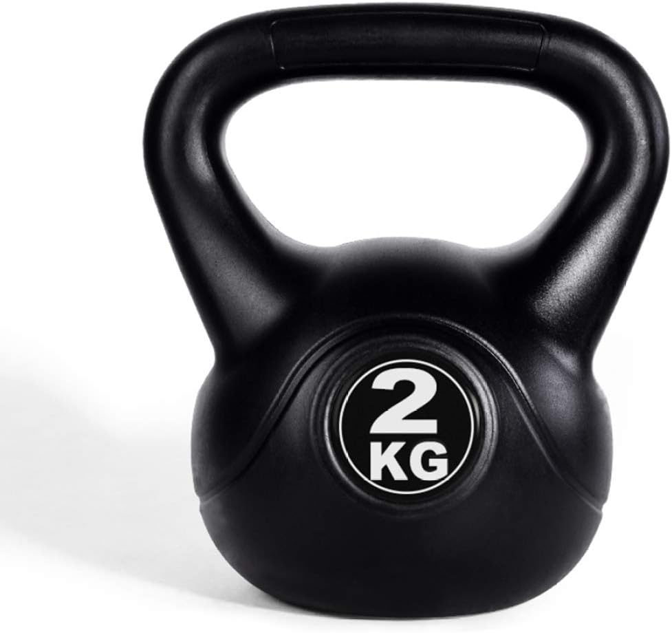 JLDN Fitness Portable Kettlebell, Neoprene Kettlebells Non-Slip Weightlifting Kettle Bell Bodybuilding Strength Training Workout Equipment for Full Body Workout and Strength Training,Black_2Kg