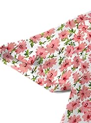 Women Summer Ditsy Tops Loose Fit Short Sleeve