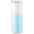 Puraville 14 oz Coffee Tumbler with Lid and Straw, Stainless Steel Insulated Travel Coffee Mug with Lid, Reusable Skinny Tumbler Cup for Women and Men, White Blue