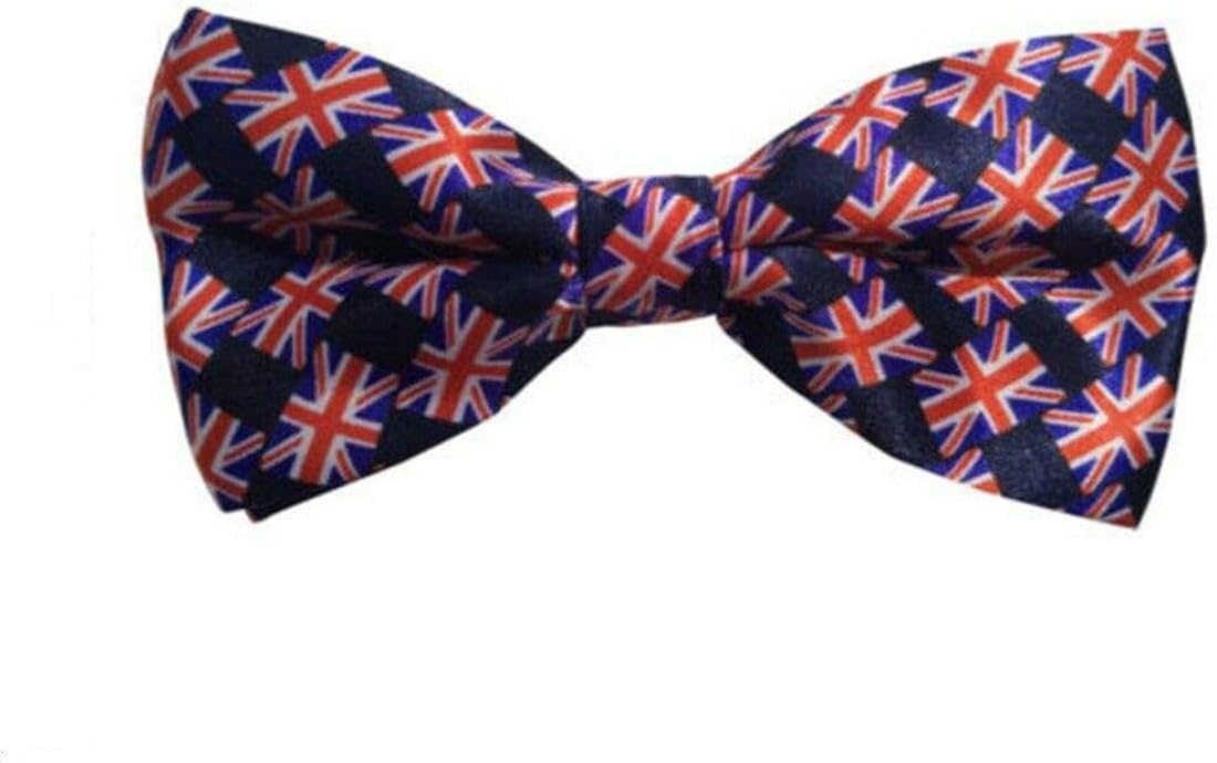 UNION JACK BOW TIE PRE TIED LUXURY AND ADJUSTABLE SILKY SATIN NEW