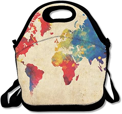 Lunch Tote Bag World Map Abstract Travel School Picnic Lunch Bag
