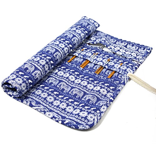 4 Pockets+Brushes+Holder+Canvas+Elephant