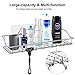 Shower Caddy Adhesive Shower Shelf Large Wall Mounted Organizer with Hooks, No Drilling Strong Long Bathroom Shelves Rack Rustproof 304 Stainless Steel Shower Caddies Storage (13.5Inches, Set of 2)