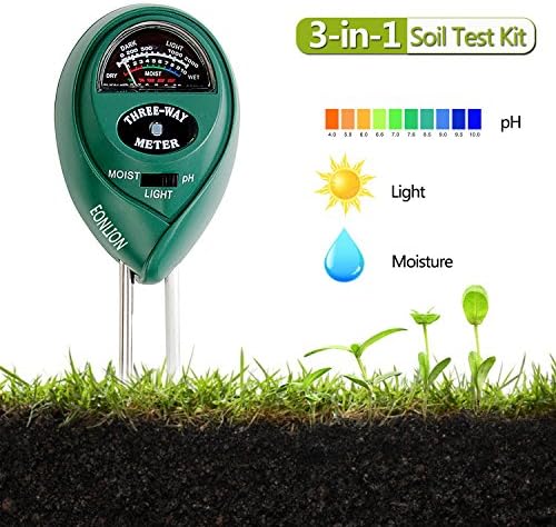 EONLION Goldpar Soil pH Meter, 3 in 1 Soil Test Kit for Moisture, Light &amp; pH or Acidity, Gardening Tools for Home, Lawn, Garden, Plants, Farm, Indoor Outdoor Plant Care Soil Tester (No Battery Needed)