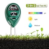 EONLION Goldpar Soil pH Meter, 3 in 1 Soil Test Kit for Moisture, Light & pH or Acidity, Gardening Tools for Home, Lawn, Garden, Plants, Farm, Indoor Outdoor Plant Care Soil Tester (No Battery Needed)