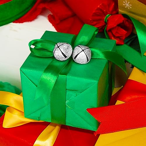 Shindel 100PCS Christmas Jingle Bells, Craft Bells Bulk 1 Inch Unique Silver Bells for Christmas Tree Home Decoration