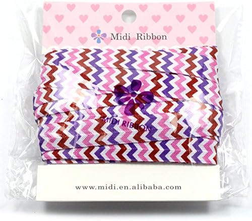 mdribbons 5/8 Inch 10 Yards/Pack Chevron Print FOE Elastic Ribbon-Pink Color-Design 4