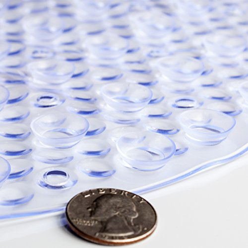 Bligli Bath, Shower, and Tub Mat, Antibacterial, BPA, Latex, and Phthalate Free, Long Enough, Machine Washable, Highest Quality Materials (Clear: Rectangle 15.35\'\' x 27.17\'\')