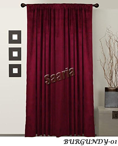 SAARIA Burgundy Velvet Custom Home Recording Studio Movie Theater window Panel Curtain 10 ft W x 7 ft H