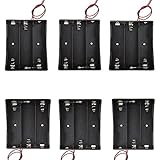 Sackorange 6 pcs 3 x 3.7V Battery Holder,18650 Battery Storage Case Plastic Box Holder Leads with 3 Slots for 6" Wire Leads(6 pcs 3x18650)