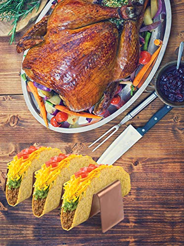 Buruis 4 Pack Mini Taco Holder Stand, Stylish 304 Stainless Steel Taco Rack, 6.3 X 1.8 Inch Tray-Hold up to 16 Soft or Hard Shell Taco for Home and Restaurants, Oven Grill Dishwasher Safe - Thumbnail 2