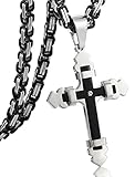 Jstyle Stainless Steel Cross Necklace Pendant for Men Byzantine Chain Necklace Boys 5mm 22-30 Inch