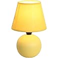 Simple Designs LT2008-YLW Mini Ceramic Globe Table Lamp with Matching Fabric Shade, Yellow