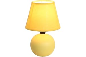 Simple Designs LT2008-YLW Mini Ceramic Globe Table Lamp with Matching Fabric Shade, Yellow