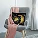 HGOD DESIGNS Golden Sun Decorative Throw Pillow Cover Case,Crescent Moon and Stars Over Blue Black Sky Cotton Linen Outdoor Pillow cases Square Cushion Covers For Sofa Couch Bed 18x18 inch Dark Blue
